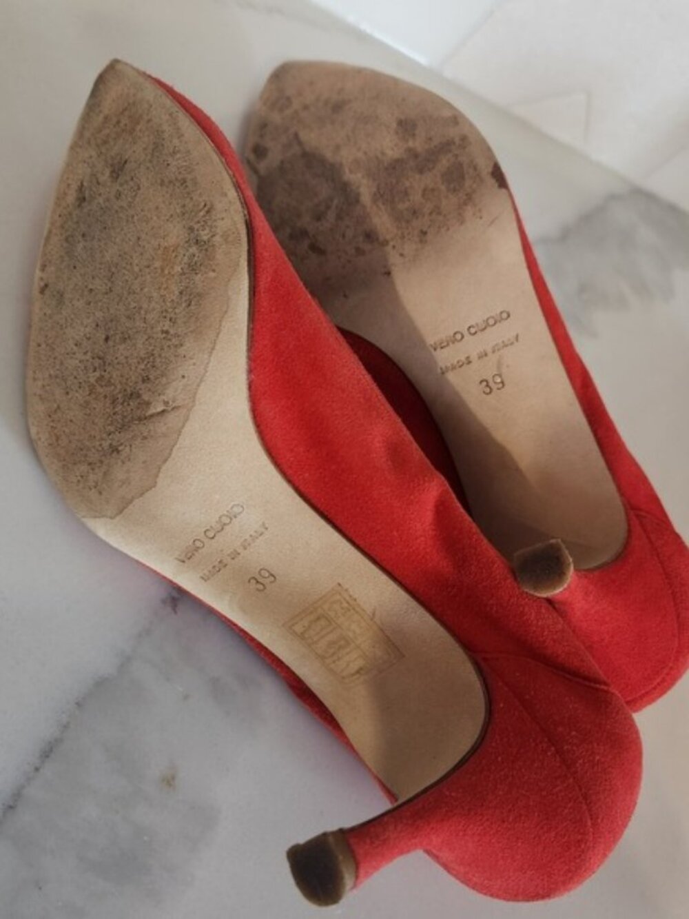 Canto‎ De Ricci Italy Suede Pointed Toe Kitten Heel Pumps Size 39 Christmas - Picture 3 of 8